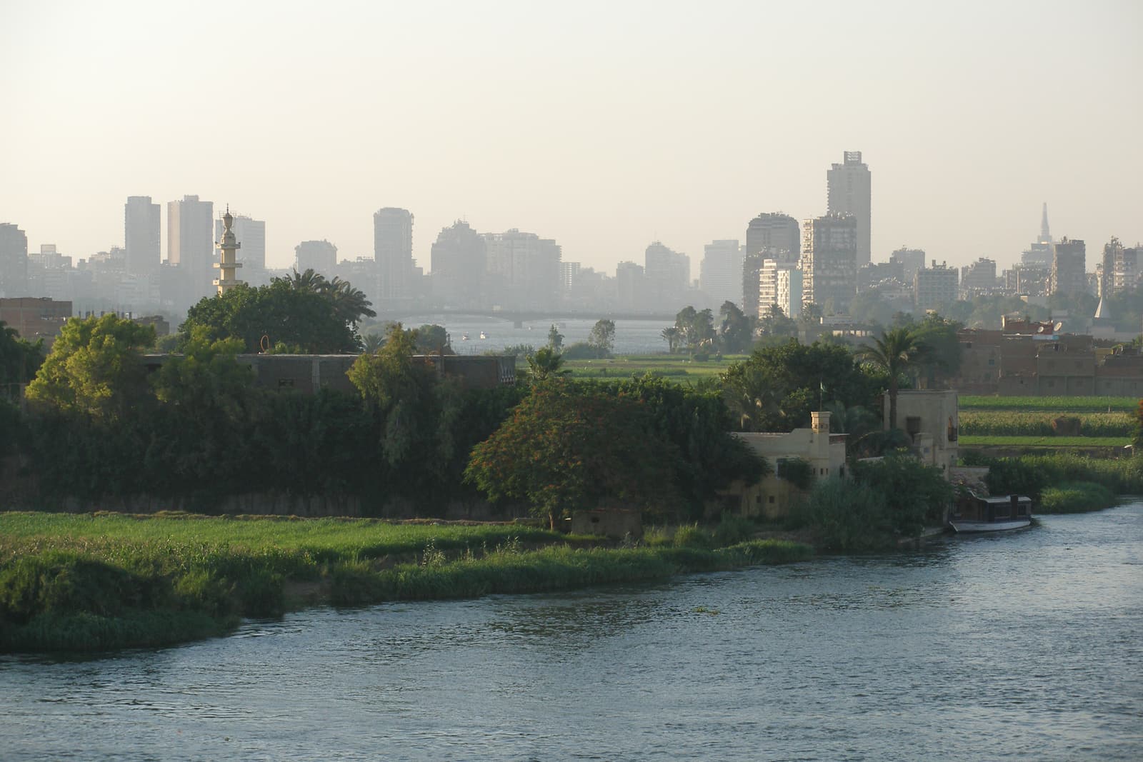 The Nile and the Cairo skyline at dusk