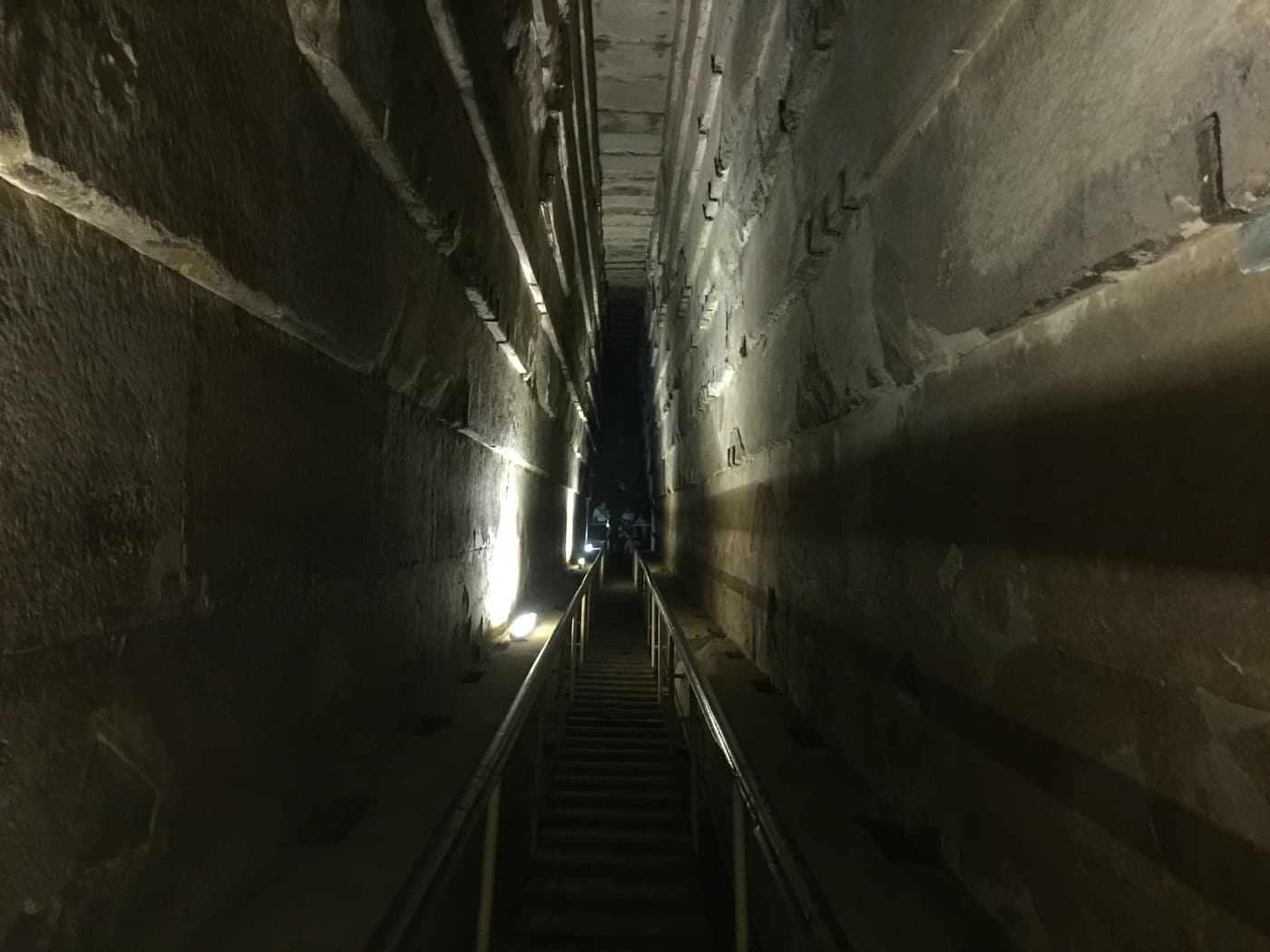 Looking up the steep Grand Gallery inside the Great Pyramid